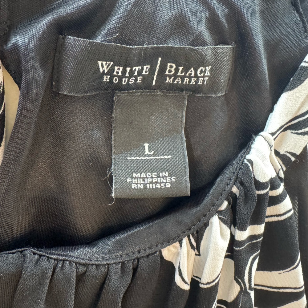 Women’s White House Black Market Black & White Printed Strappy Dress - Picture 3 of 5
